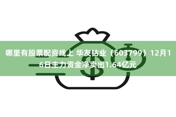 哪里有股票配资线上 华友钴业（603799）12月16日主力资金净卖出1.64亿元