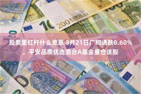 股票里杠杆什么意思 3月21日广和通跌8.60%,平安品质优选混合A基金重仓该股